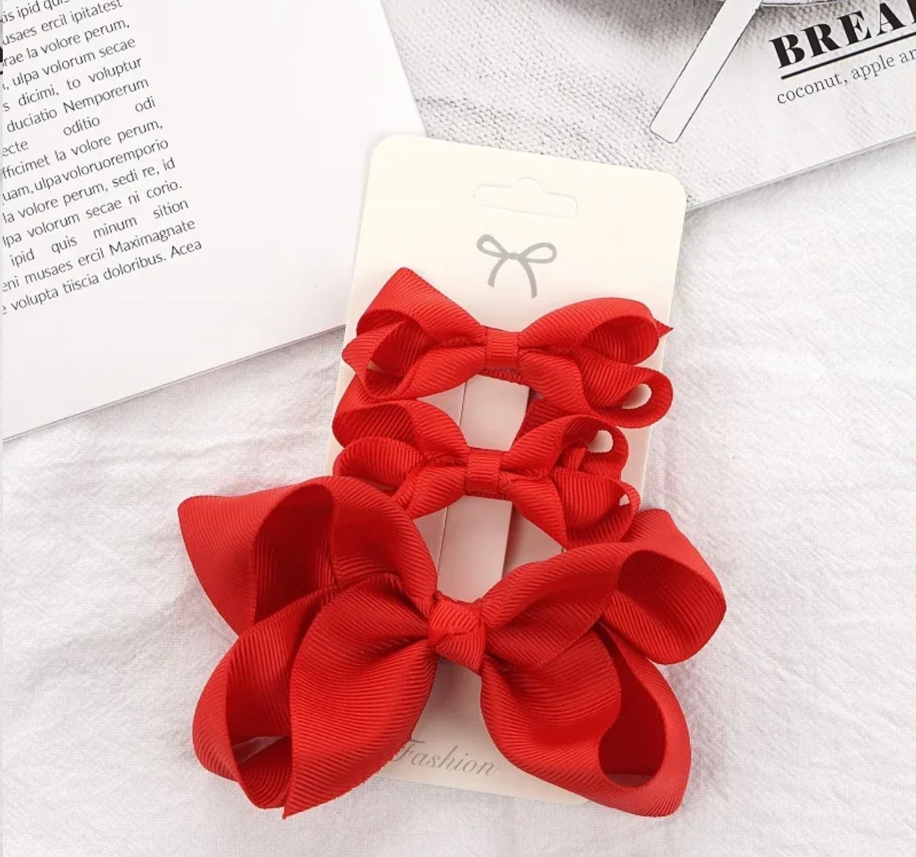 3pcs/lot Solid Grosgrain Ribbon Bows Clips Baby Girls Hairpins