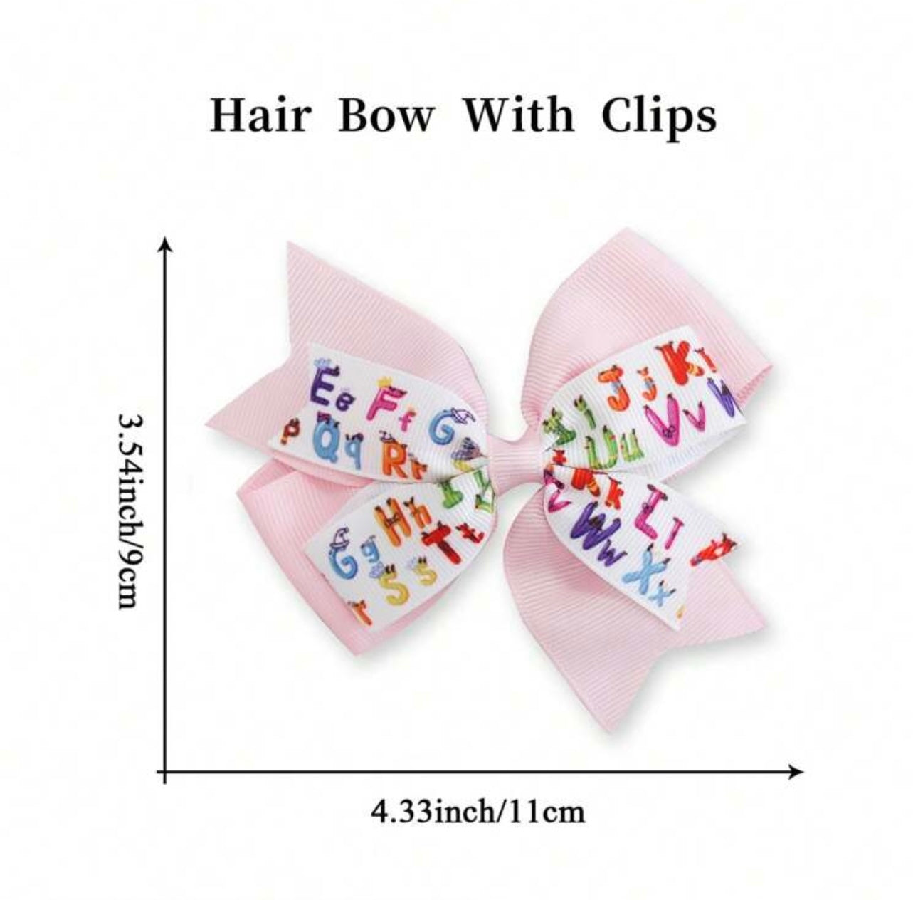 2Pcs 4 Inch Back To School Hair Bow For Girls babypink