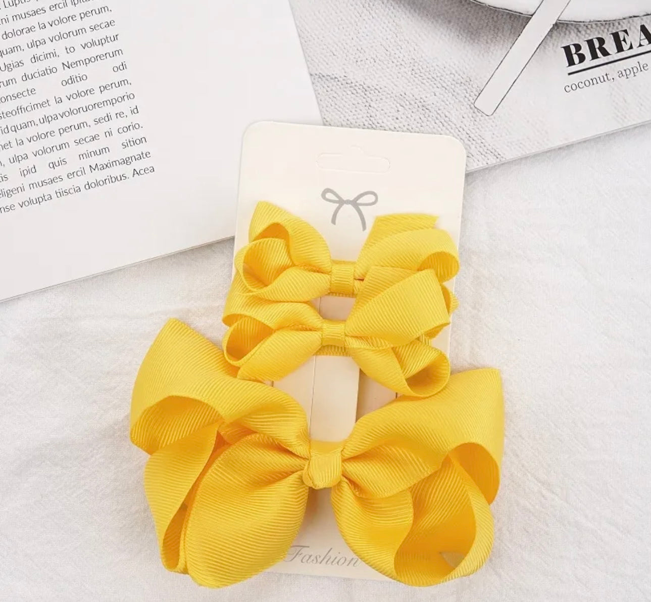 3pcs/lot Solid Grosgrain Ribbon Bows Clips Baby Girls Hairpins