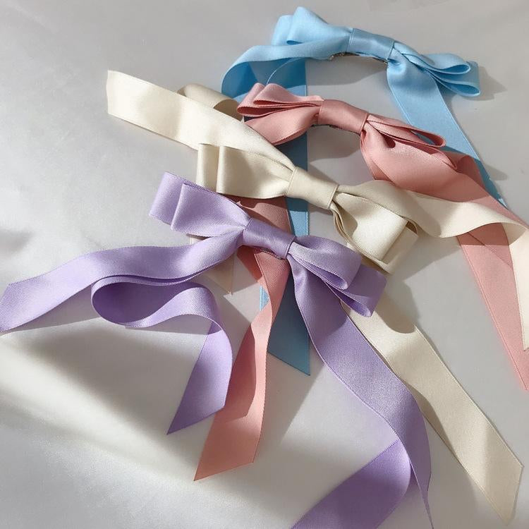 Satin Hairclip Girl Bow Long