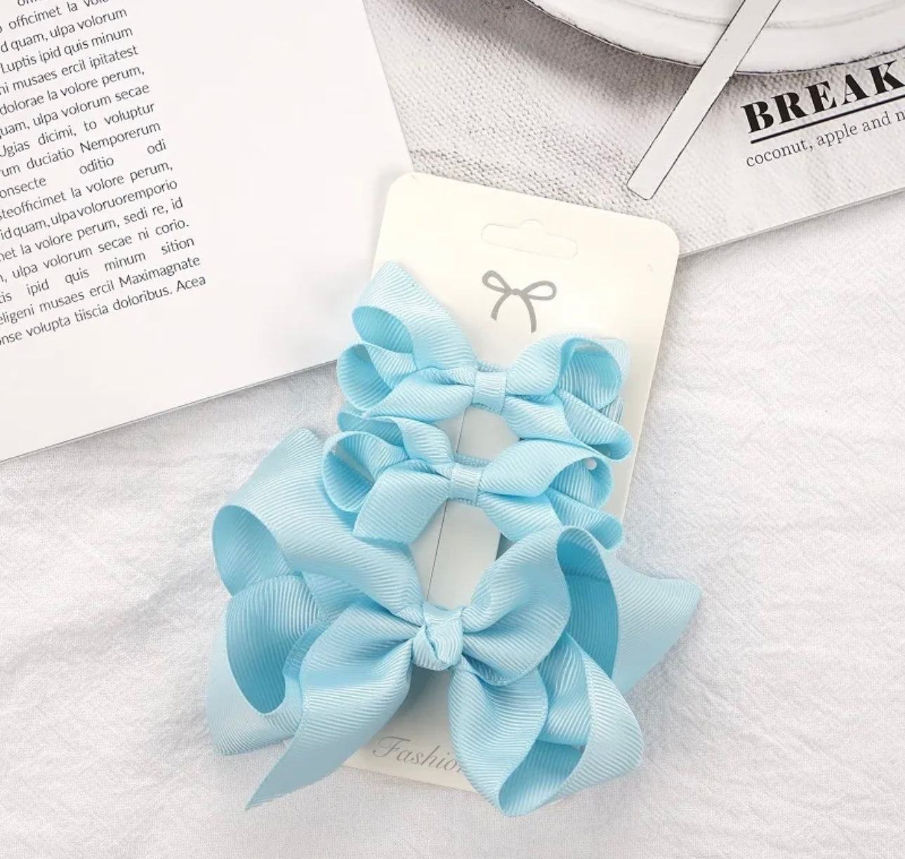 3pcs/lot Solid Grosgrain Ribbon Bows Clips Baby Girls Hairpins