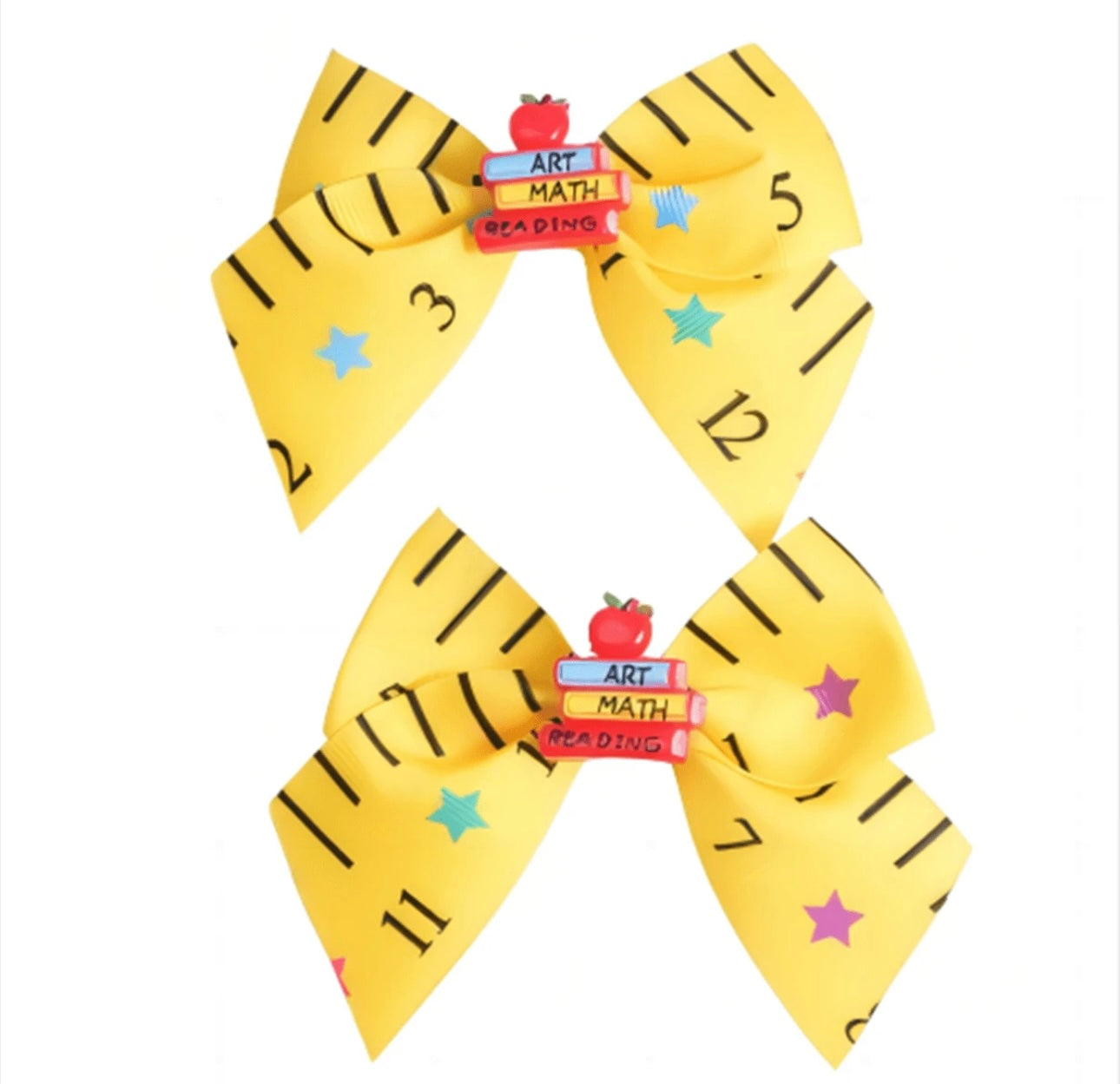 2Pcs 4 Inch Back To School Hair Bow For Girls yellow2