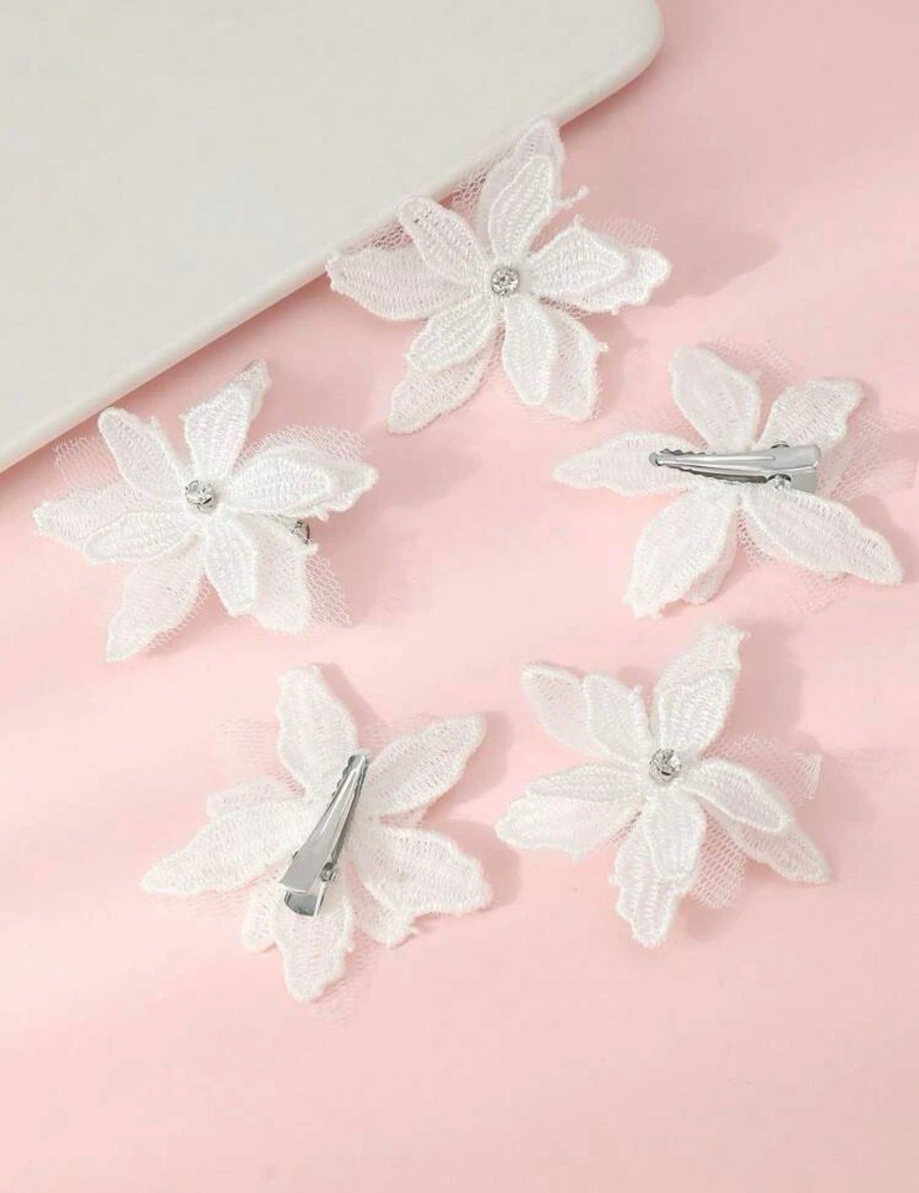 5 pcs girls flower hair clip white color