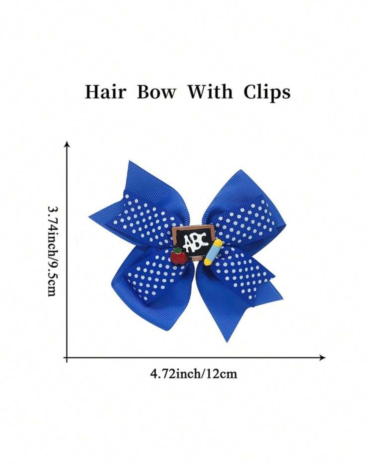 2Pcs 4 Inch Back To School Hair Bow For Girls blue