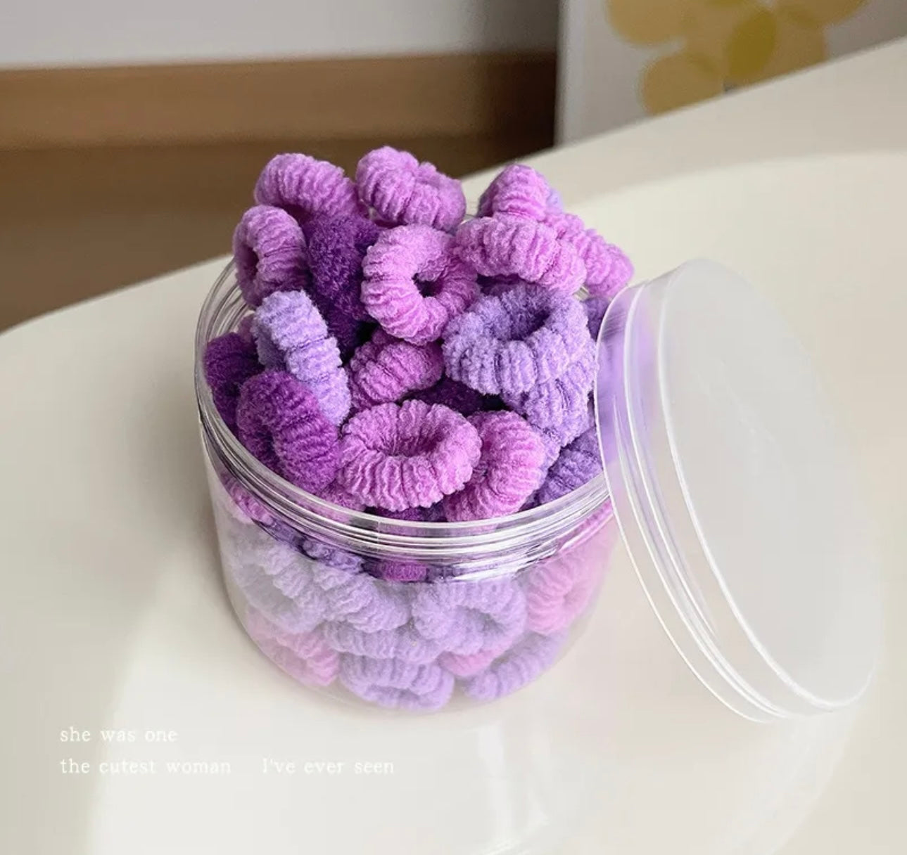 100pc Kids Elastic Hair Bands Girls Sweets Scrunchie purple color