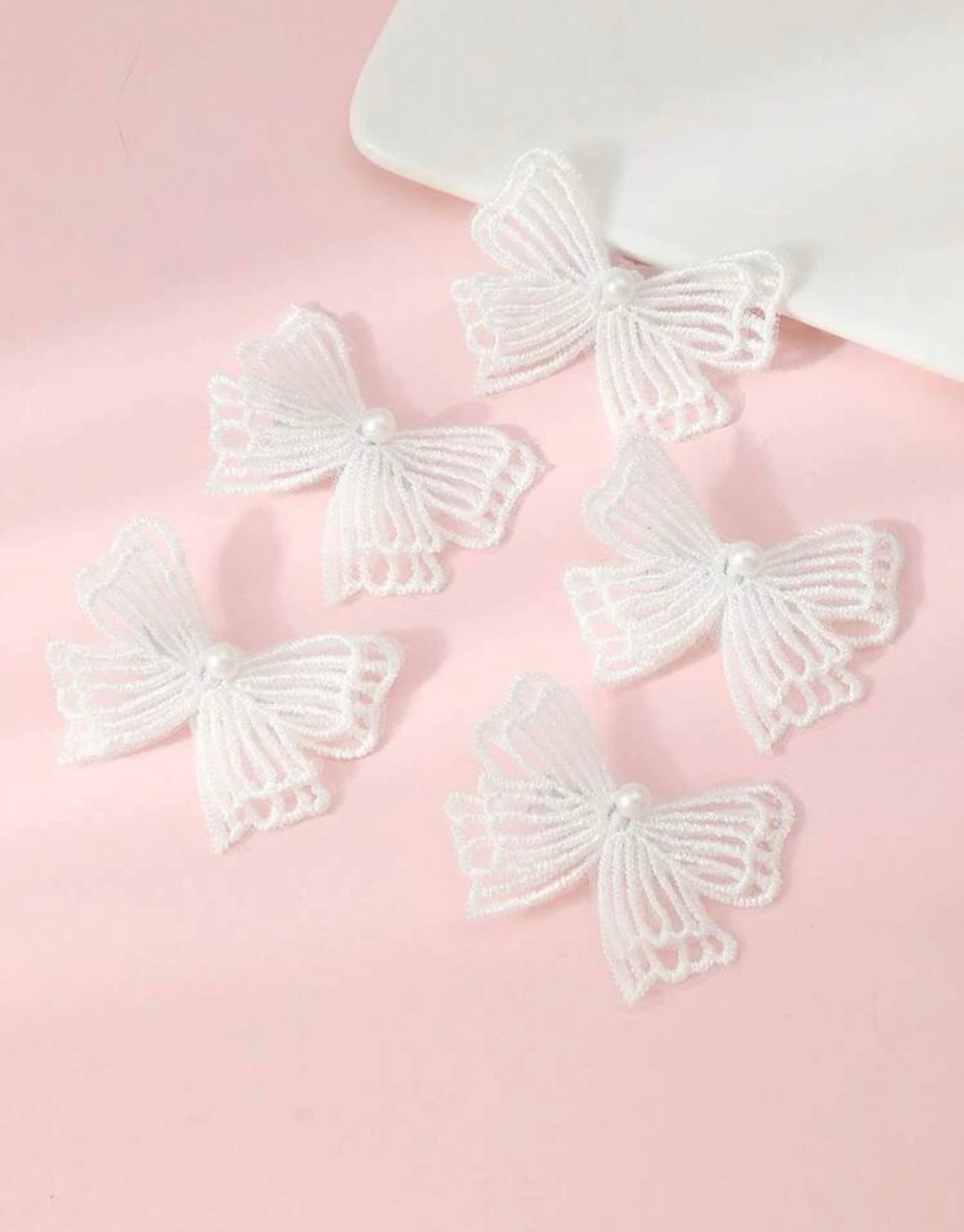 5 pcs girls pearl & butterfly white hair clips