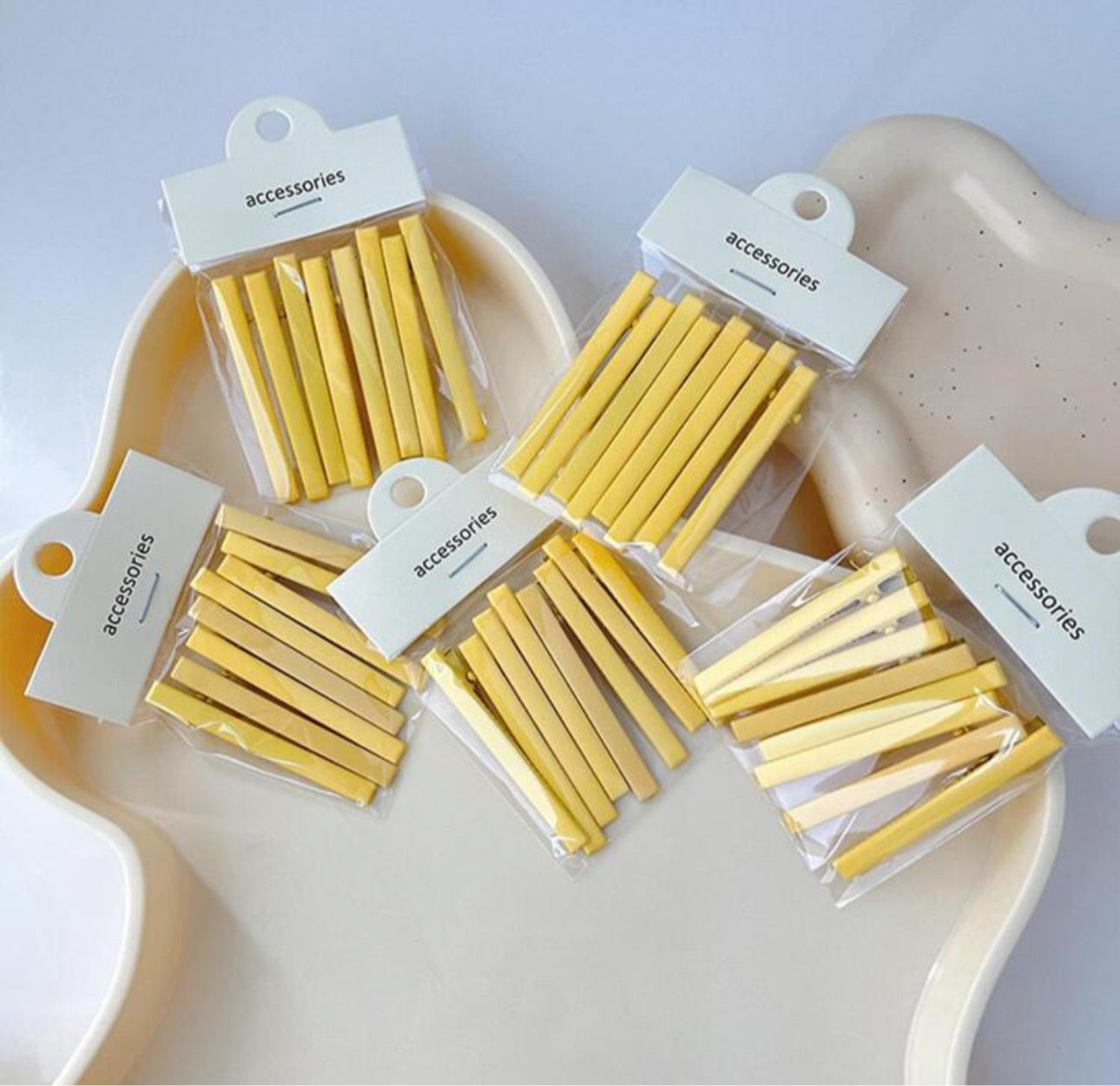 8 pcs metal yellow hair clips / 13