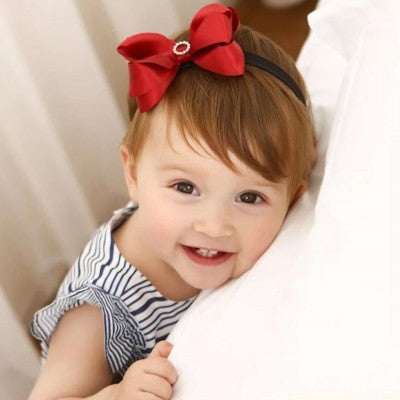 dark red bow hair band 0-2 years101