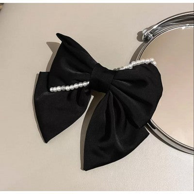 black pearl hair bow clips377