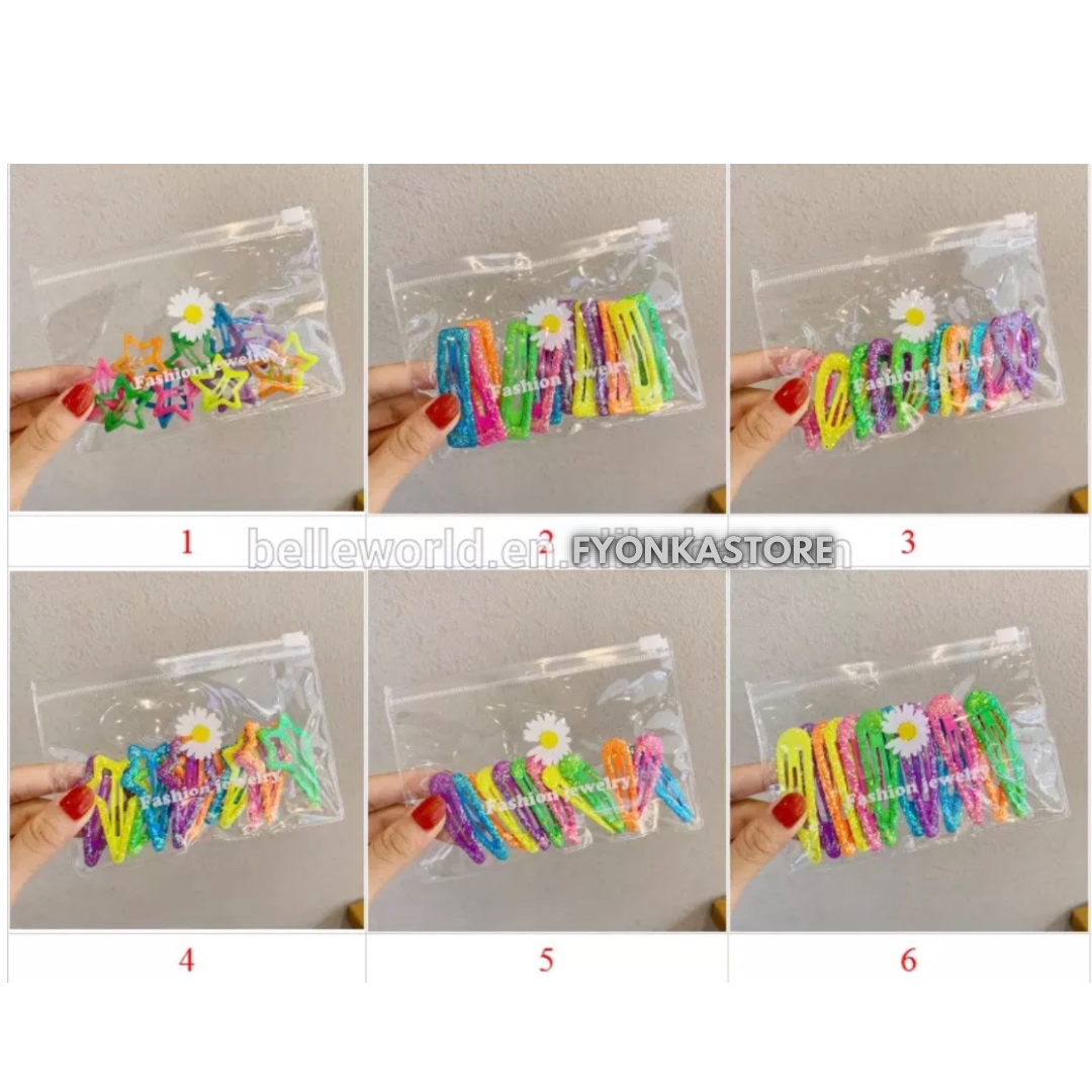 Neon hair clips set 12 pcs