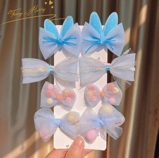 Blue hair clips set 8 pcs