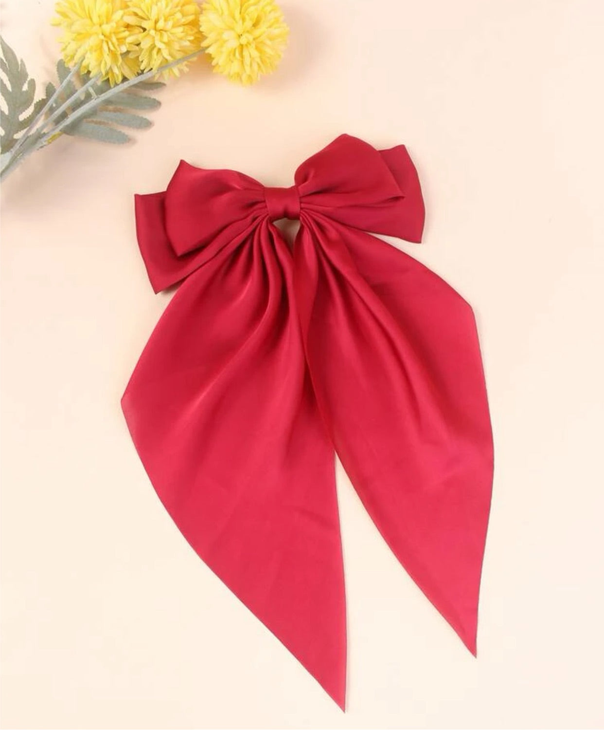 Red hair bow clips big size