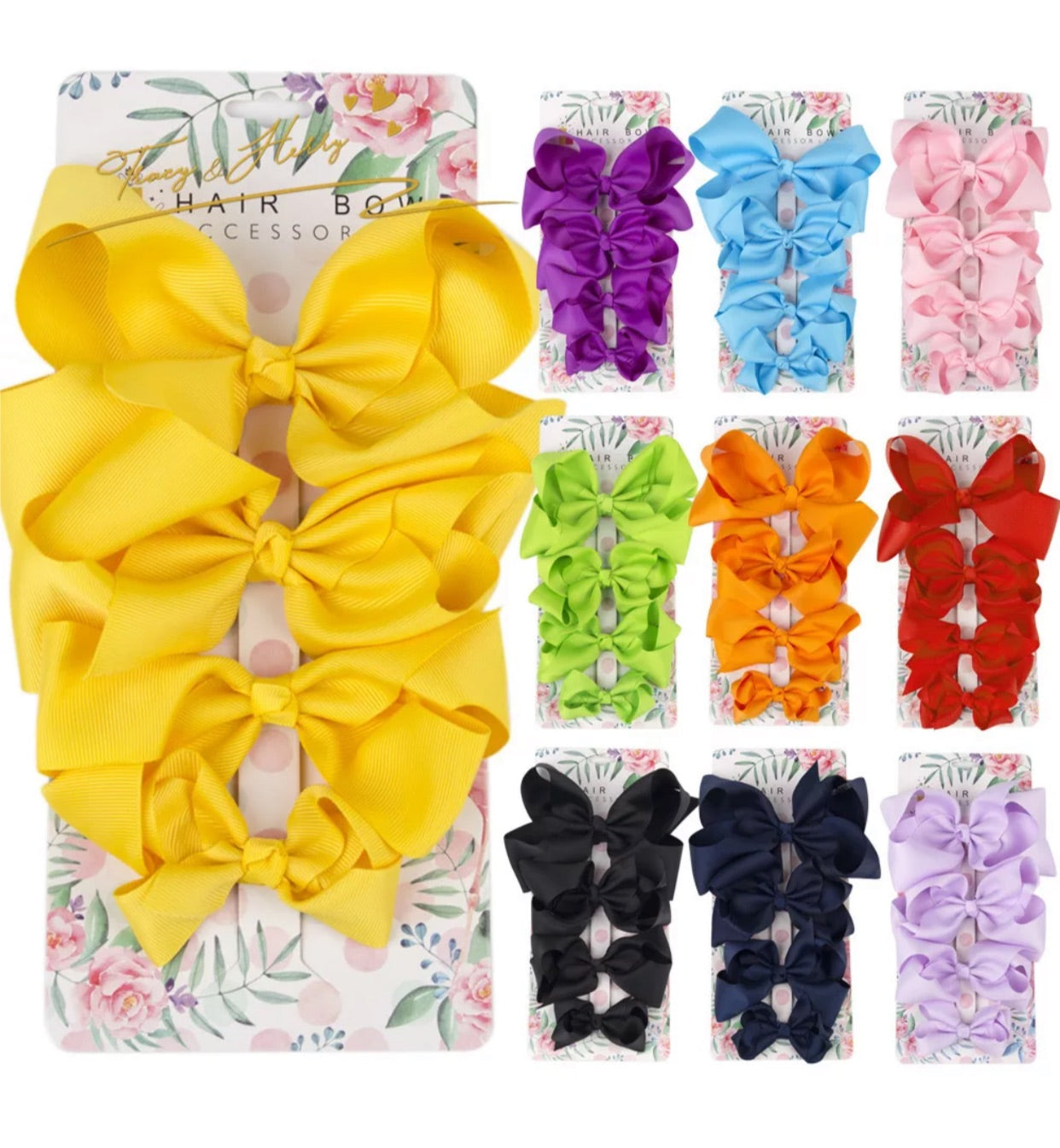 Hair bow clips 4 size 4 pcs