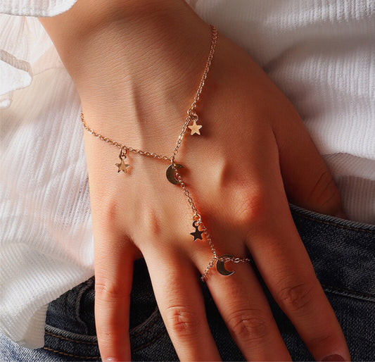 Star moon bracelet and ring